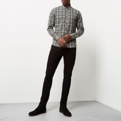 Grey marl Only & Sons casual check shirt
